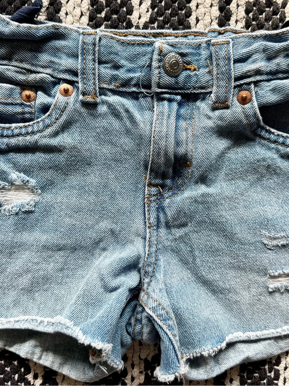 Levi's Light Blue Distressed Denim Shorts for Kids